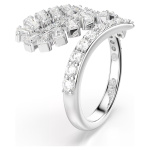 Vienna open ring Mixed cuts, Feather, White, Rhodium plated